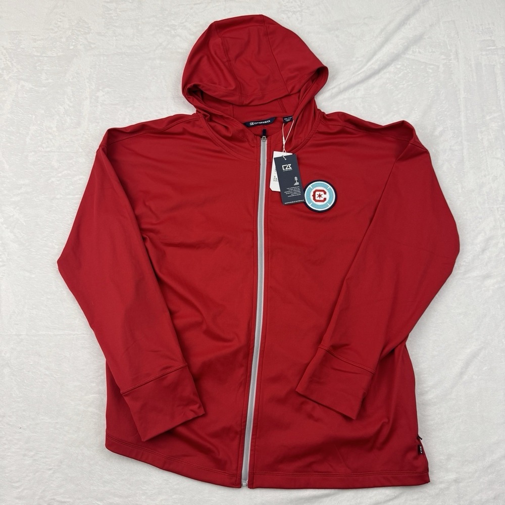 NEW Cutter & Buck Chicago Fire Full Zip Hoodie MLS FC Men XXL 2XL Soccer LightWt